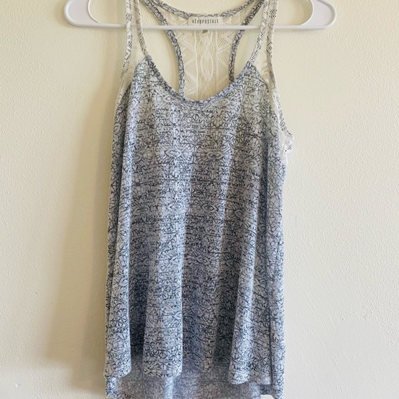 Aeropostale Tops - Aeropostale Women’s Flowy Tank Gray White Lace XS
